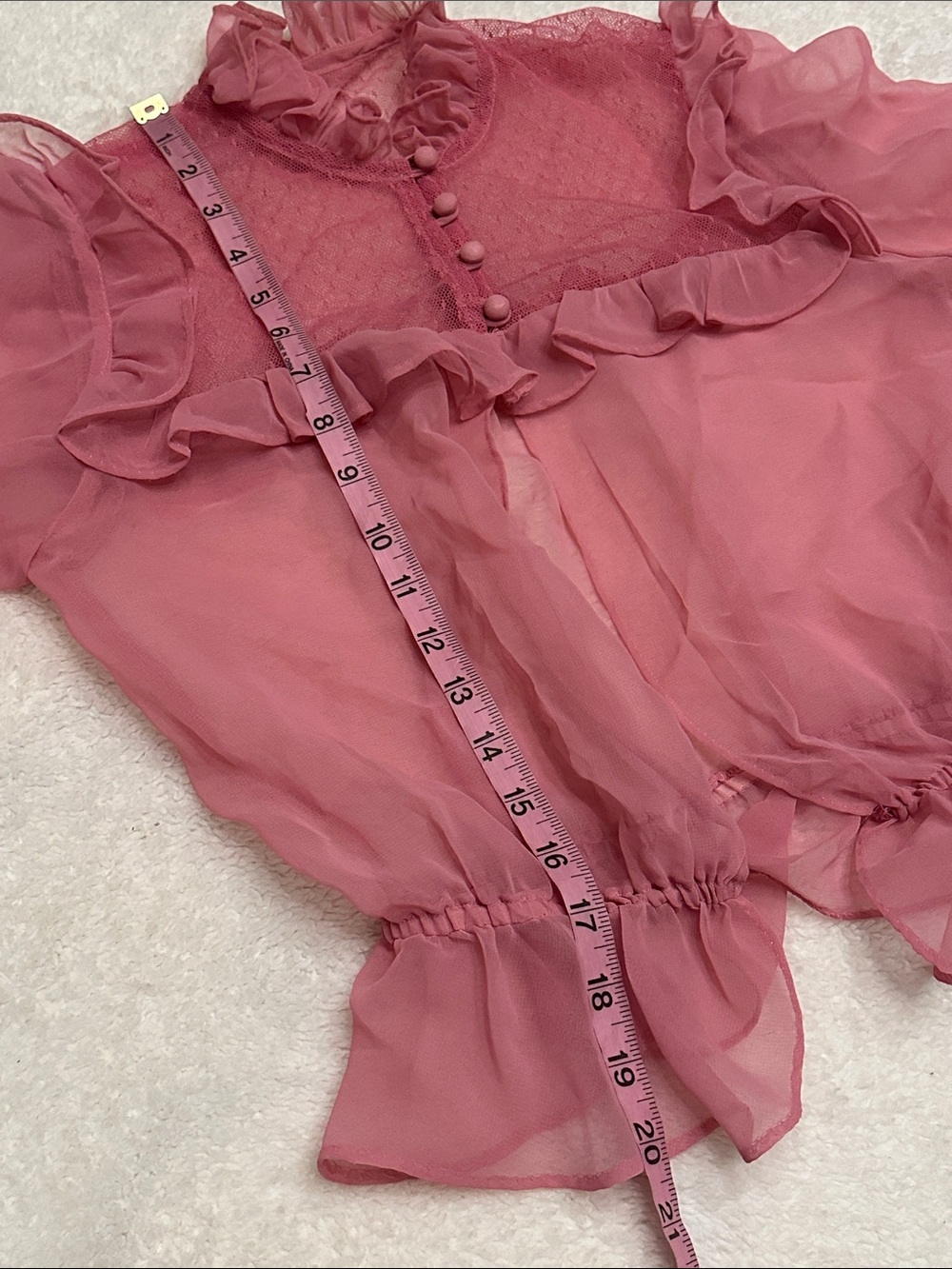 Vtg Romantic Victorian Hippie Maxi Dress Sheer Lace Ruffled Layered Top USA 70s - Picture 9 of 12